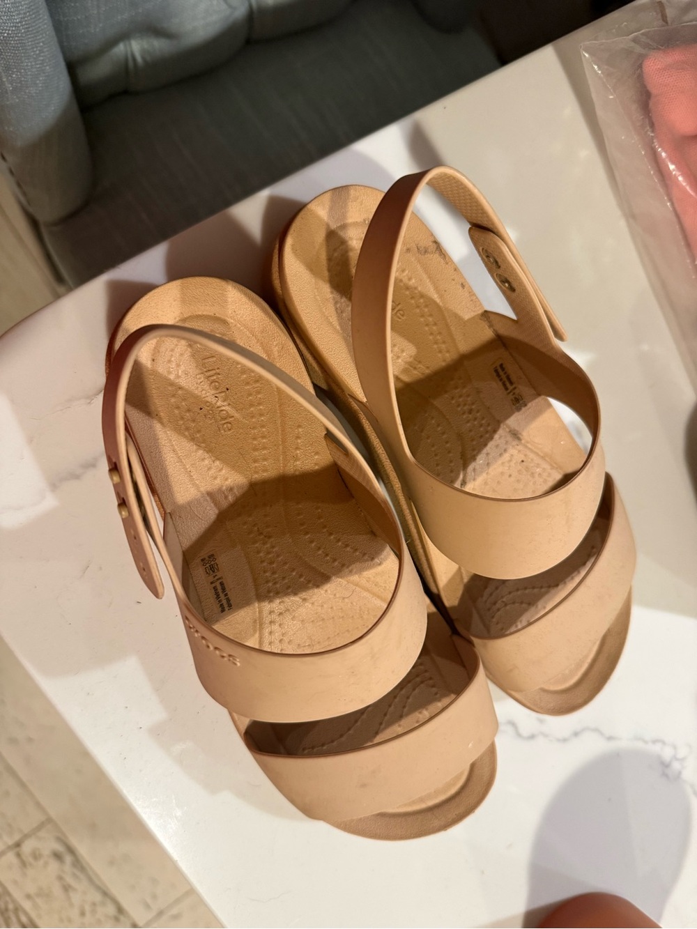CROCS Women's Nude Slingback Platform Sandals